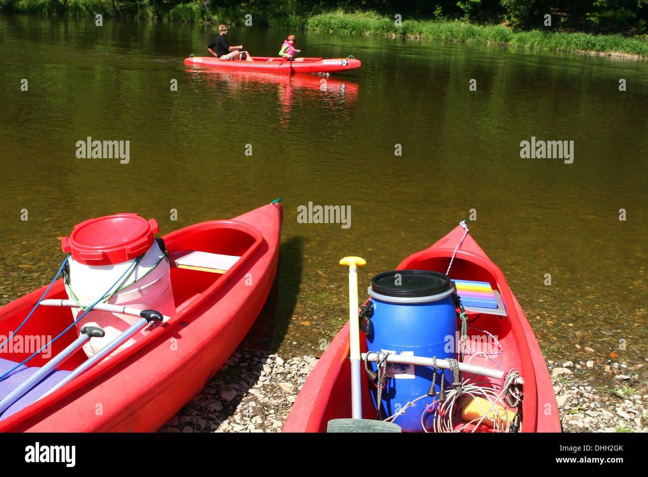 Canoë sur la rivière Berounka, République Tchèque Banque D'Images