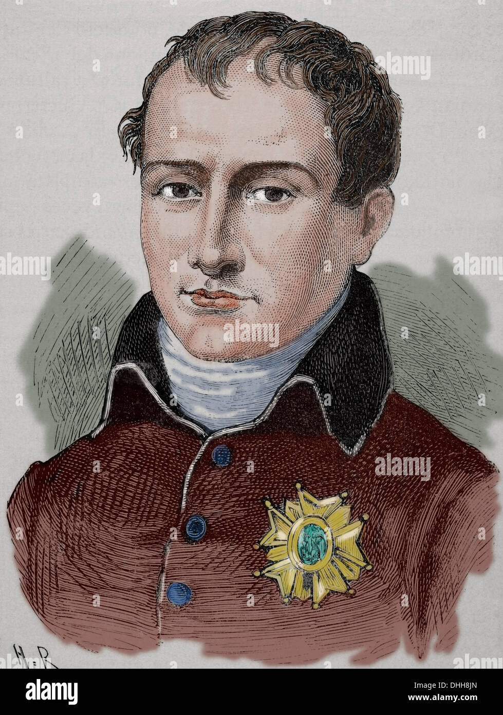 Joseph Bonaparte, 1768-1844, Roi de Naples, de l'Espagne 1806-1808 1808-1813. Frère de Napoleon I. gravure de couleur. Banque D'Images