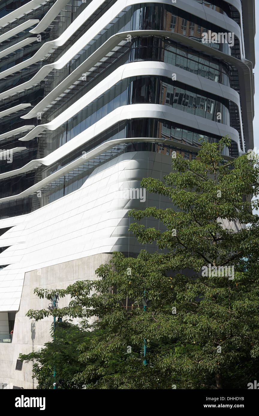 Tour de l'innovation, Kowloon, Hong Kong. Architecte : Zaha Hadid Architects, 2013. Détail de l'extérieur. Banque D'Images