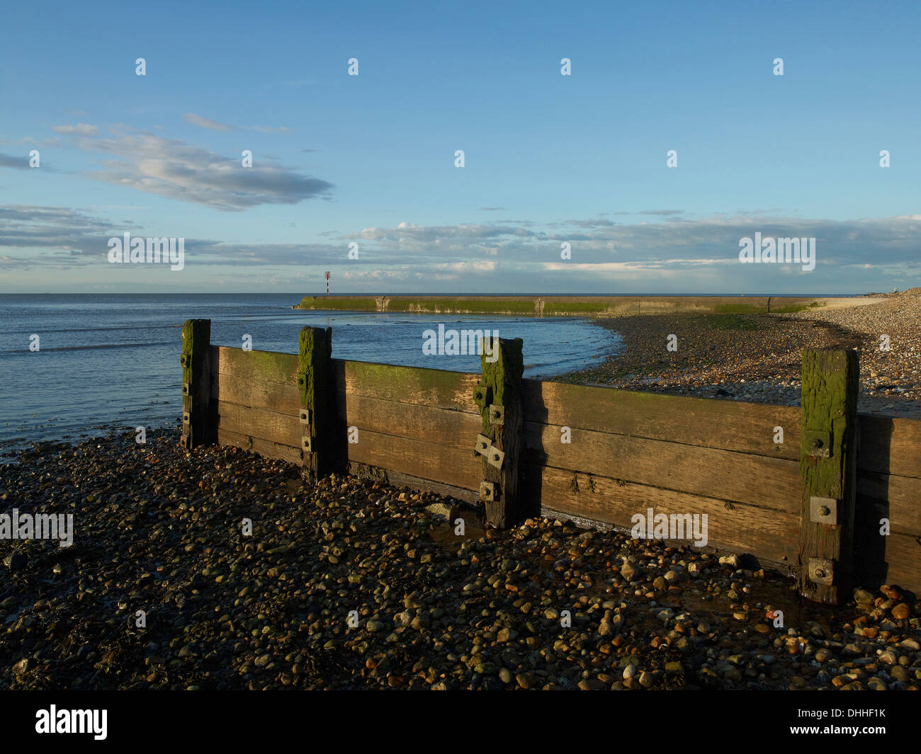 Plage et jetée de l'Angleterre Kent Seasalter épi Banque D'Images