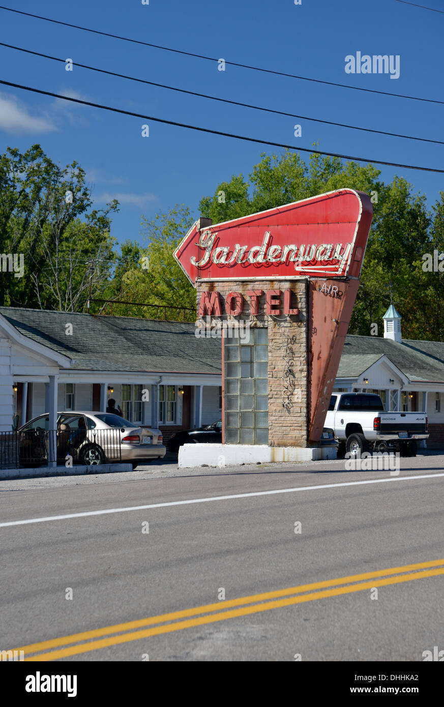 Une fois Gardenway Motel ultra moderne avec ses enseignes au néon à Villa Ridge, Missouri, le long de la route historique 66 Banque D'Images