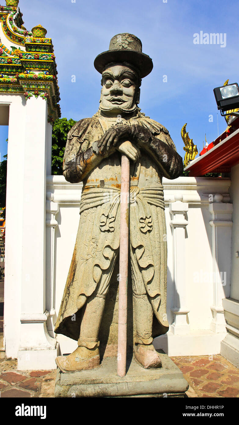 Statue chinoise au temple de Wat Pho, Bangkok, Thaïlande Banque D'Images