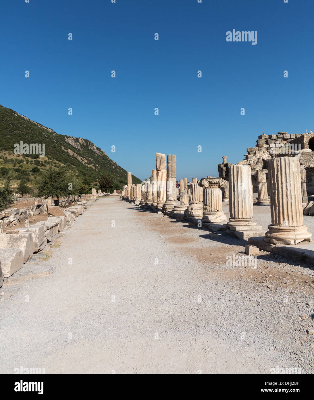 Ephèse une rue bordée de colonnes d'Ephèse, une ville dans l'ancienne Grèce maintenant en Turquie Banque D'Images