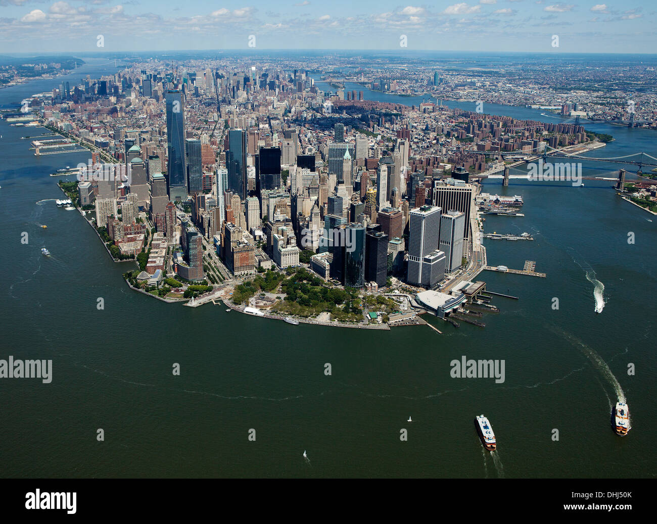 Photographie aérienne du Lower Manhattan, New York City Banque D'Images
