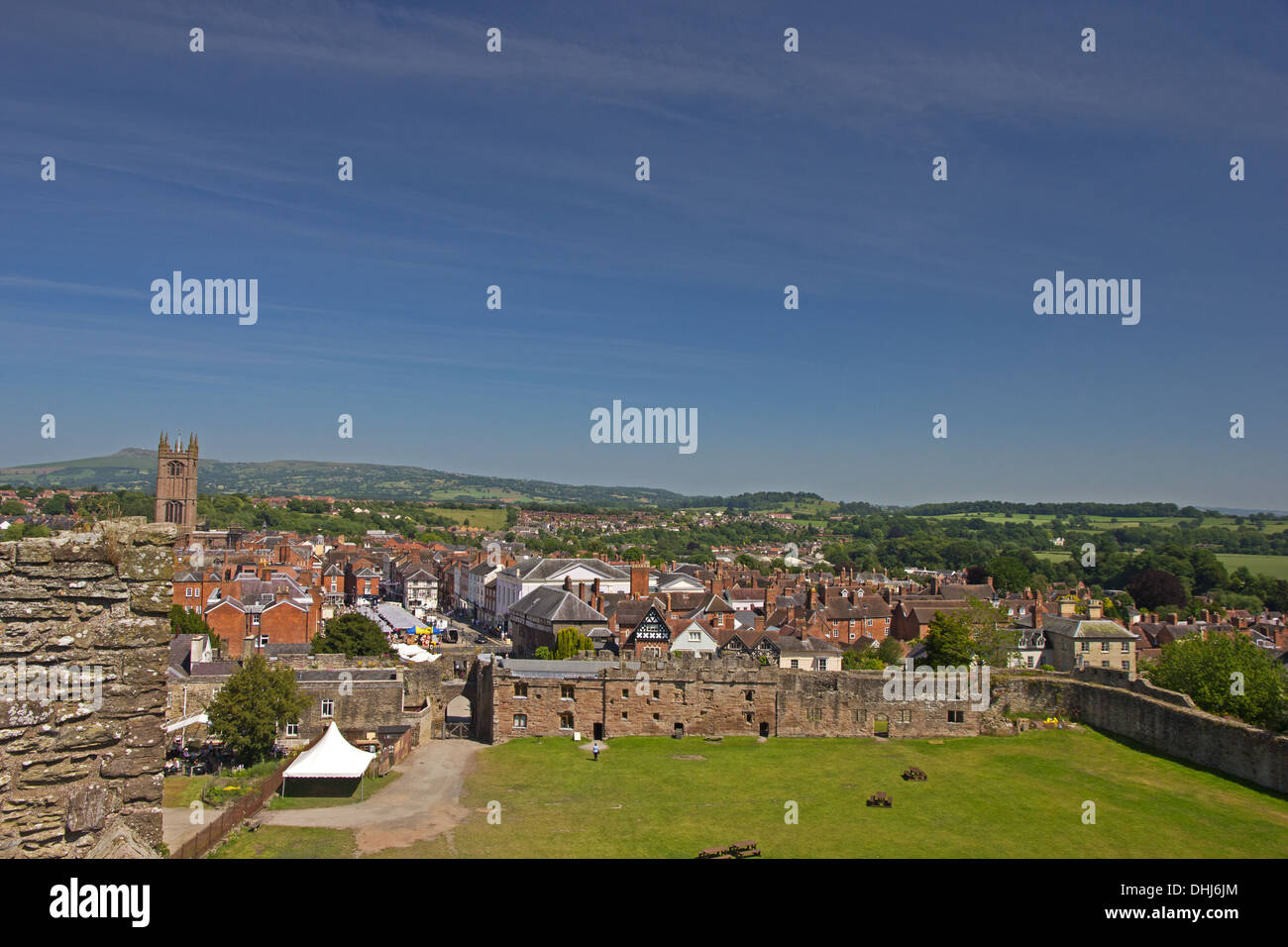 Vue de la ville de Ludlow de Ludlow Castle Banque D'Images