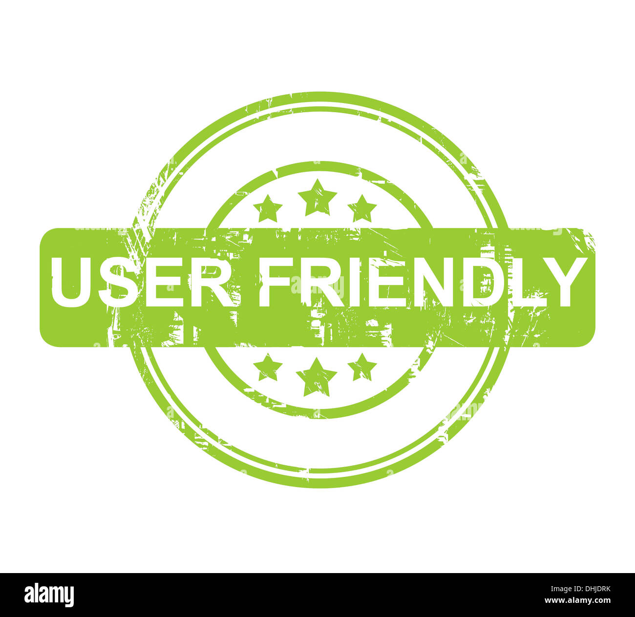 Green user friendly stamp avec étoile isolé sur un fond blanc. Banque D'Images