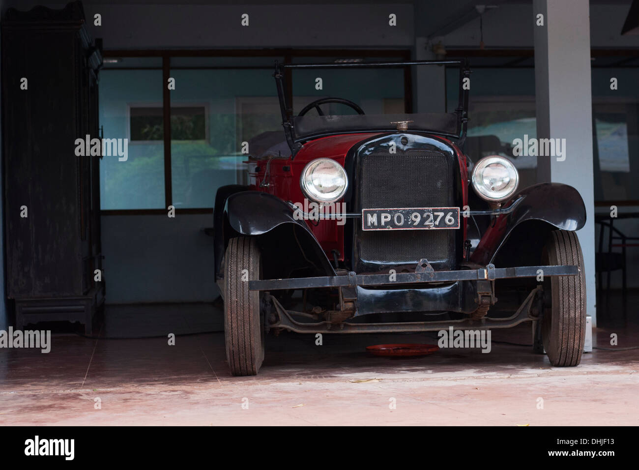 Une voiture antique restauré et présenté à Mahabaleshwar Banque D'Images