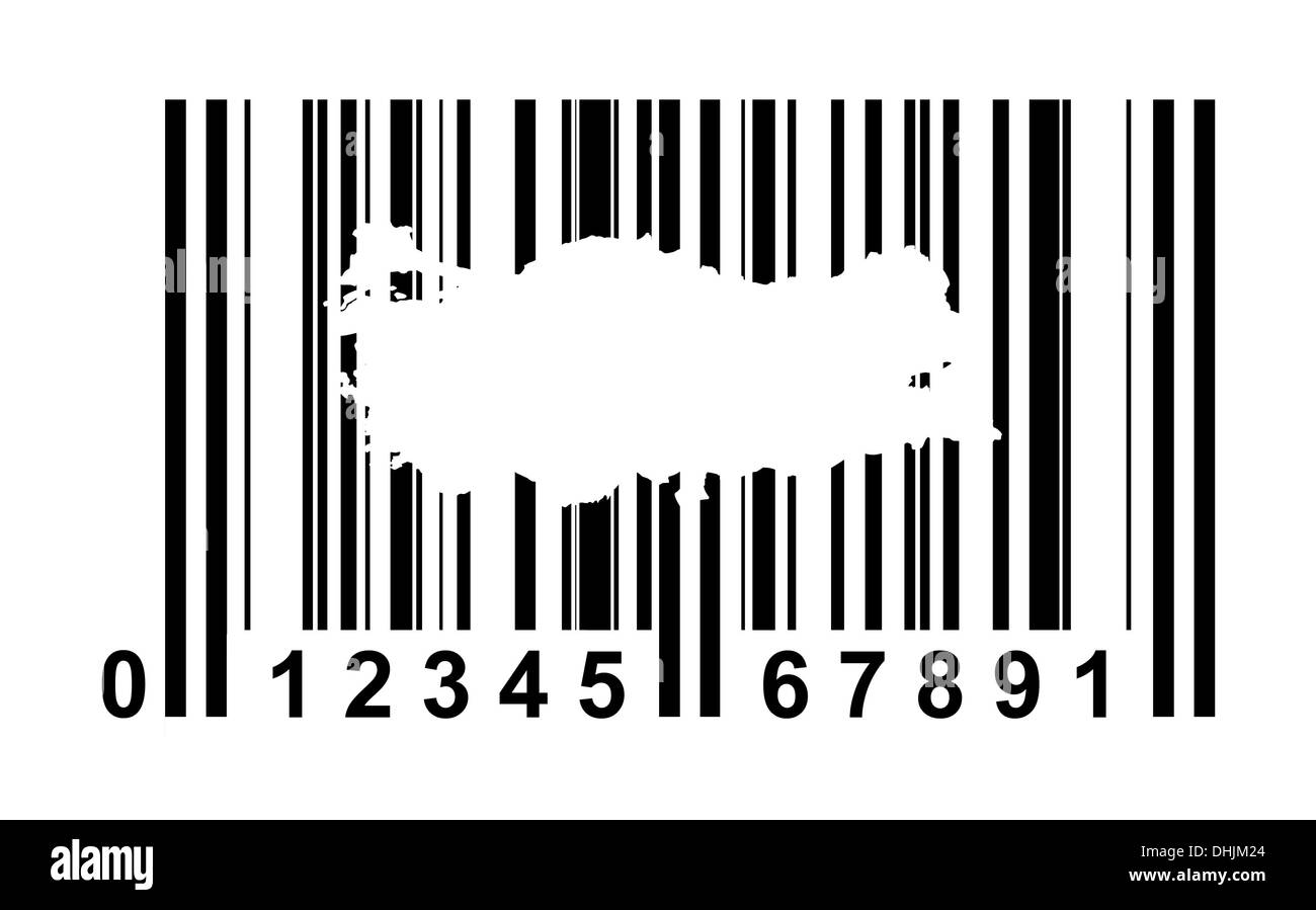 La Turquie code barre commercial isolé sur fond blanc. Banque D'Images