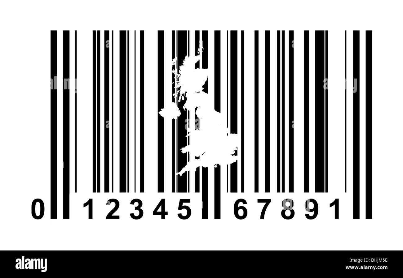 Royaume-uni code barre commercial isolé sur fond blanc. Banque D'Images
