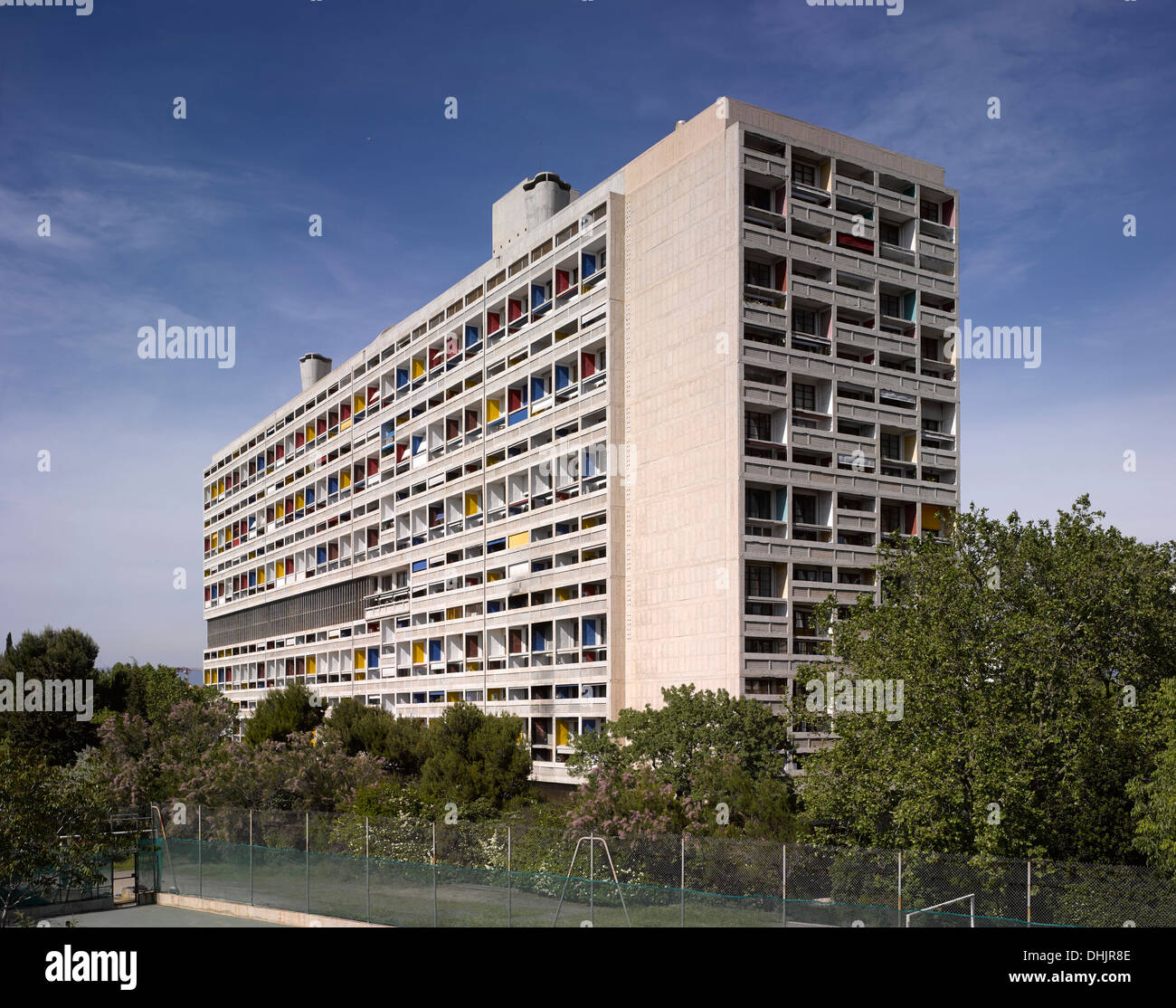 Unite d'habitation, Marseille, France. Architecte : Le Corbusier, 1952. Vue extérieure globale. Banque D'Images