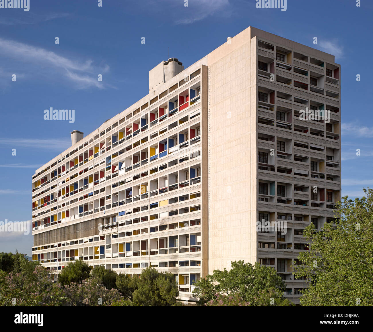 Unite d'habitation, Marseille, France. Architecte : Le Corbusier, 1952. Vue extérieure globale. Banque D'Images