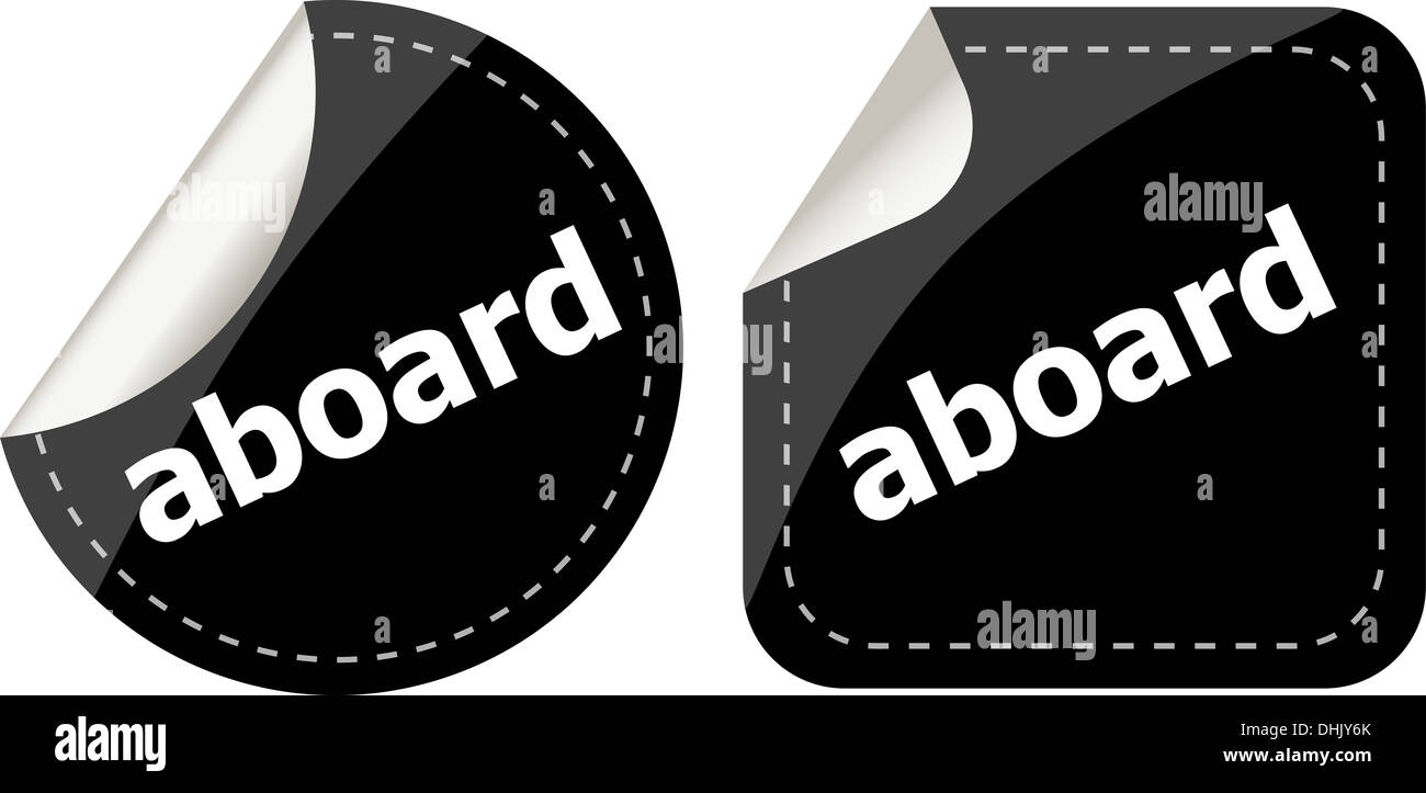 Mot à bord de l'icône de la série noire bouton autocollants Banque D'Images