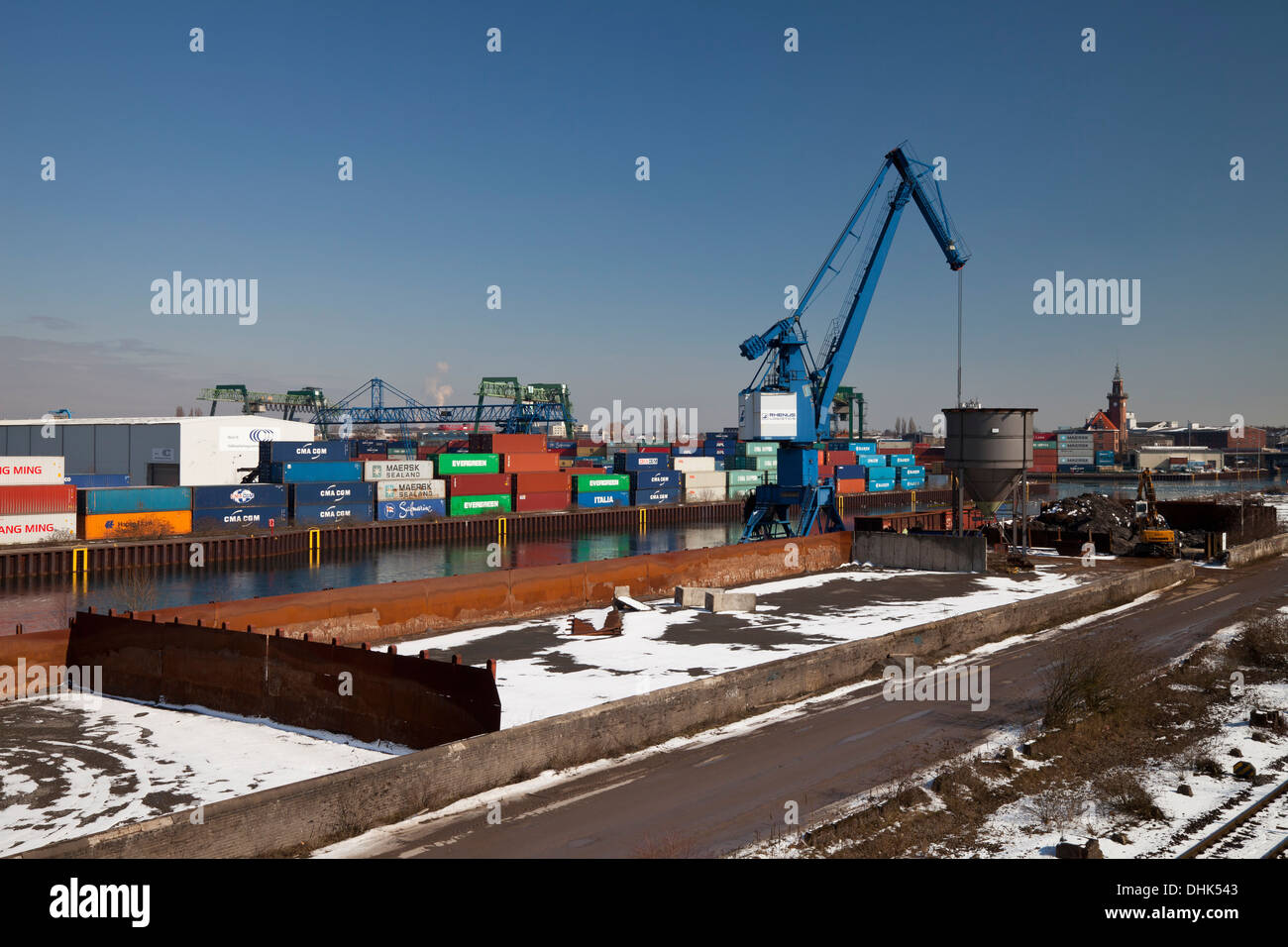 L'Allemagne, en Rhénanie du Nord-Westphalie, Dortmund, conteneur à l'Harbour Banque D'Images