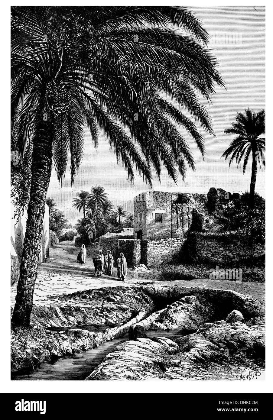 1888 Street view en Biskra Banque D'Images