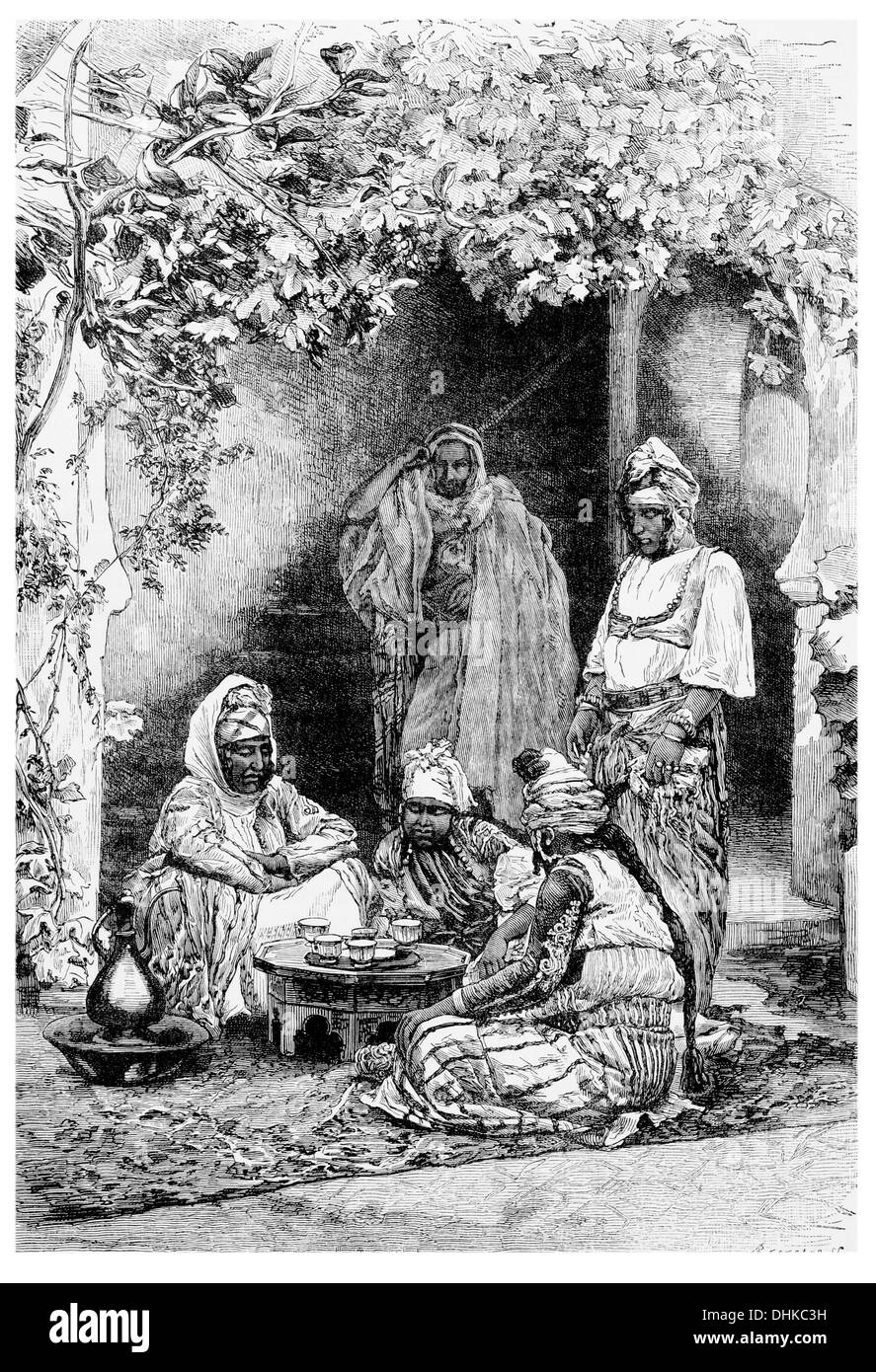 1888 famille arabe de Tlemcen, Tlemsen Tlemsan, ou Tilimsen. Banque D'Images