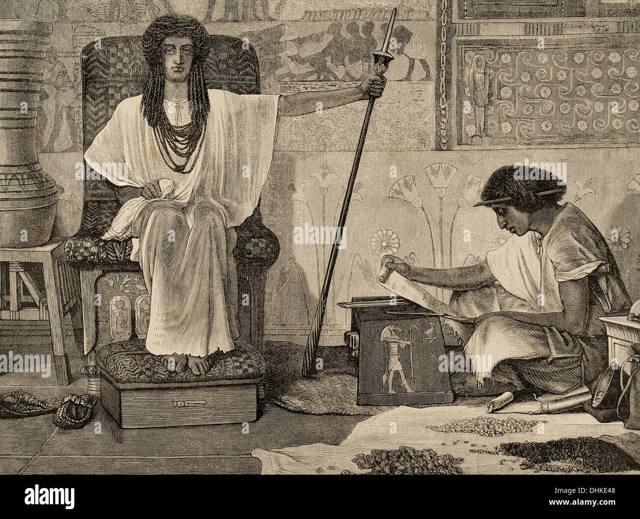 Joseph interprète les rêves du pharaon. Dore Bible Illustration. La genèse. La gravure. 19e siècle. Banque D'Images