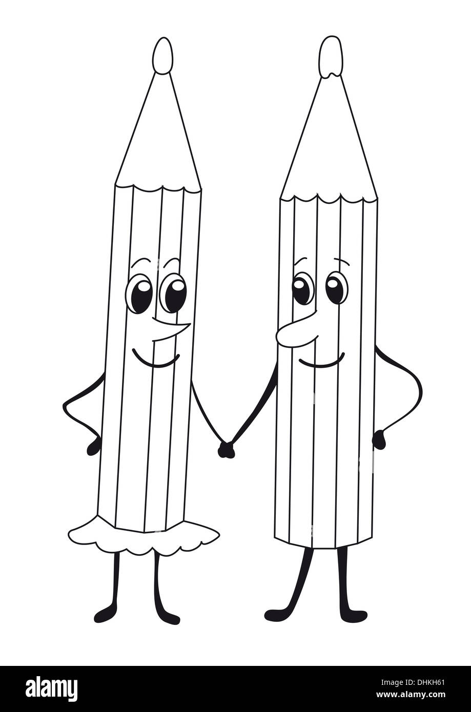 Crayons de couleur, noir et blanc Photo Stock Alamy