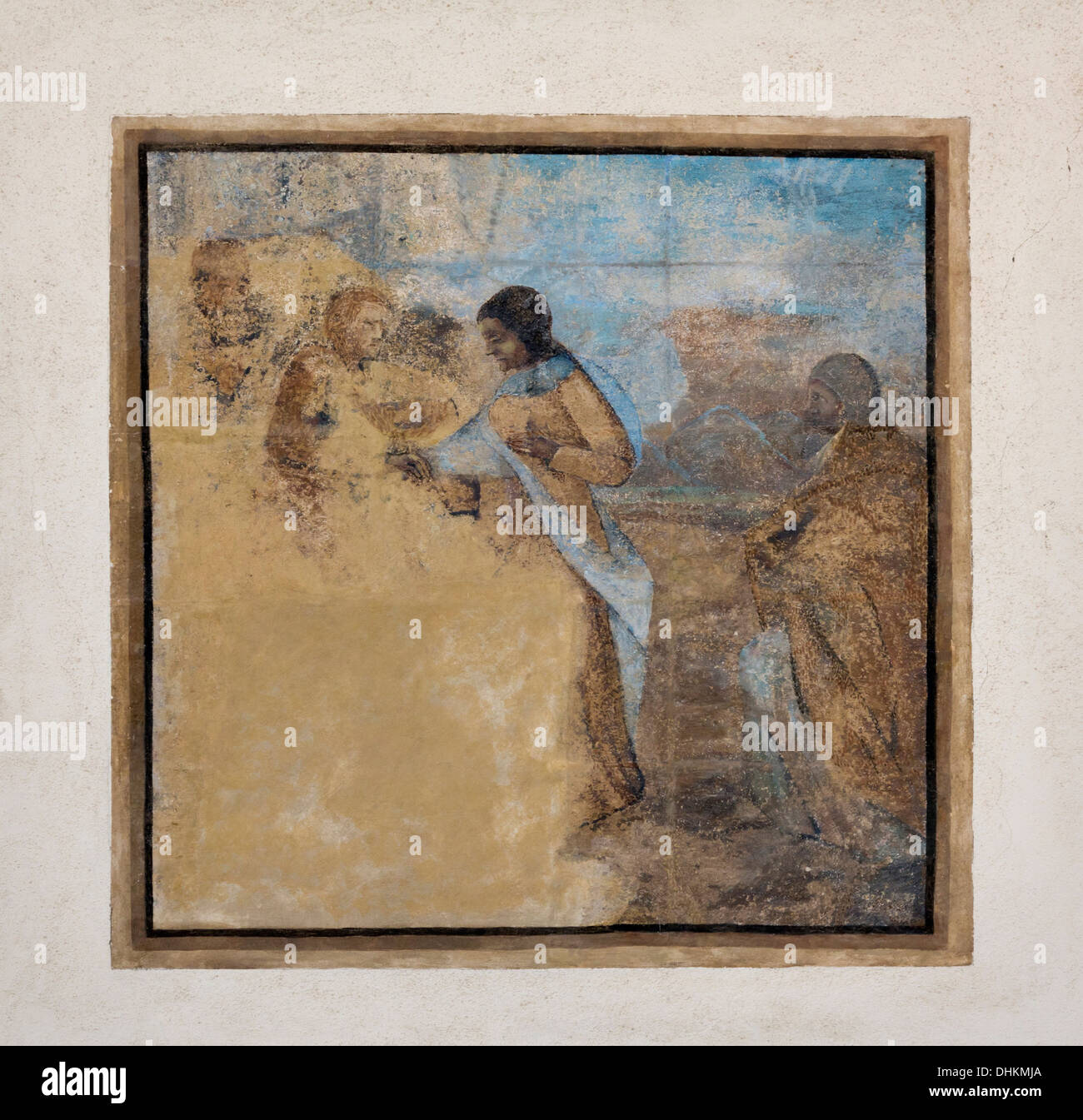 Chemin du Calvaire - ancienne peinture murale Banque D'Images