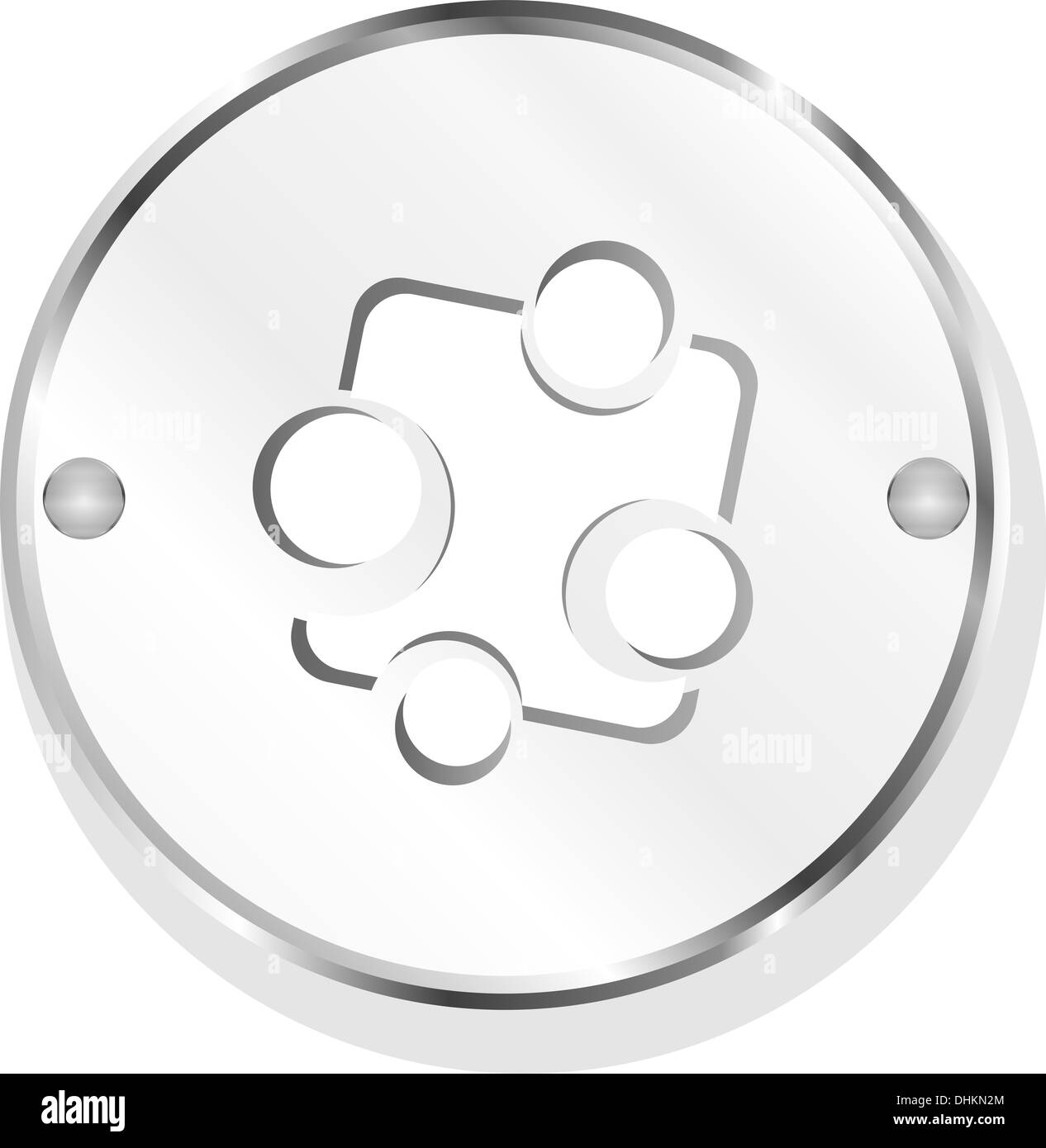 Bouton métal avec symbole abstrait Banque D'Images