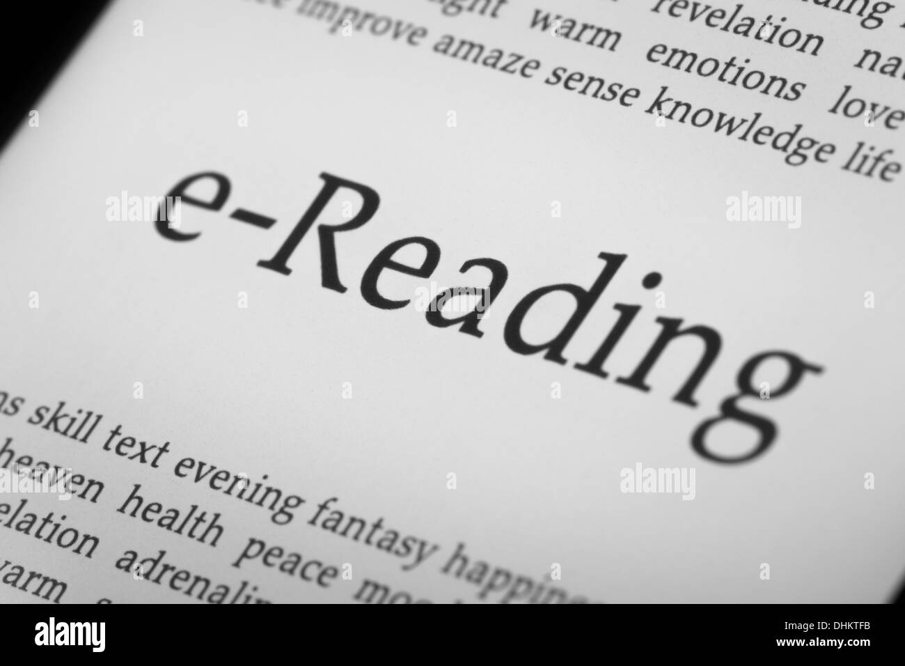 L'écran rétroéclairé avec eReader libre. Profondeur de champ Banque D'Images