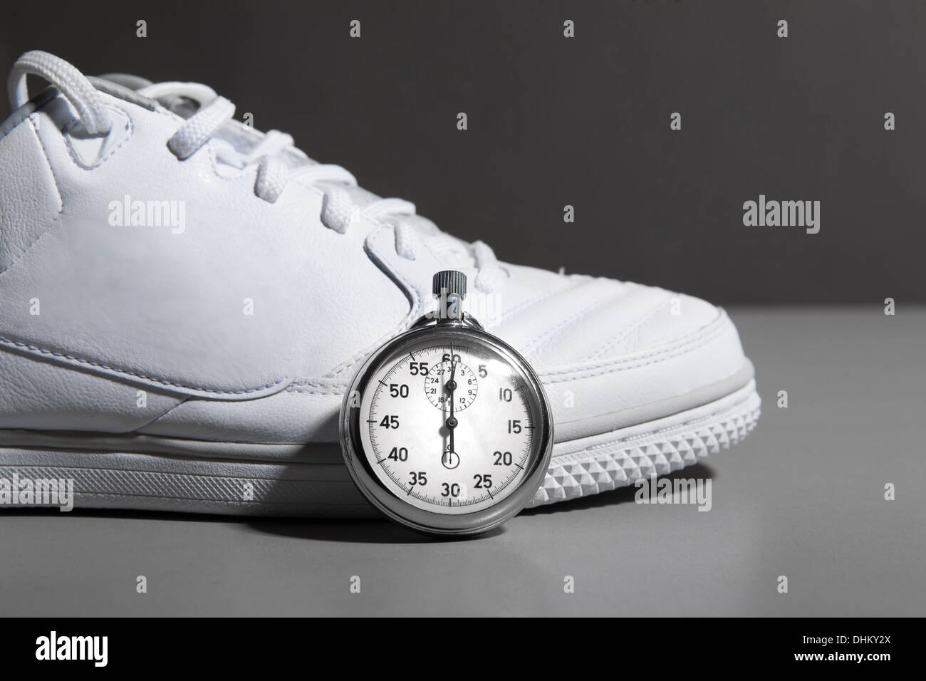 Des chaussures de course et chronomètre Banque D'Images