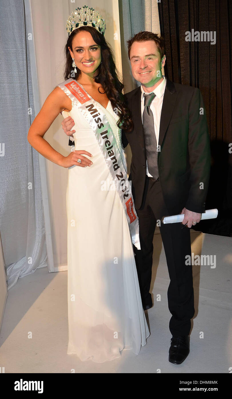 Miss Irlande 2012 Maire Hughes et Sean Montague la Miss Irlande 2012 finales à l'hôtel Ballsbridge Hotel Dublin, Irlande - 28.04.12. Banque D'Images