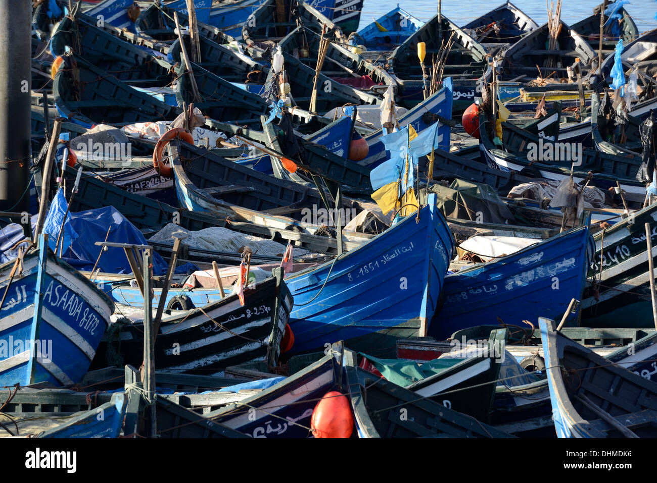 Maroc, Agadir, bateaux de pêche au port Banque D'Images