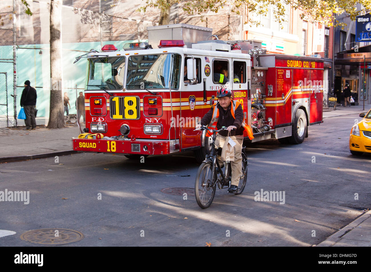F.D.N.Y Fire Truck Greenwich Village, New York City, États-Unis d'Amérique. Banque D'Images