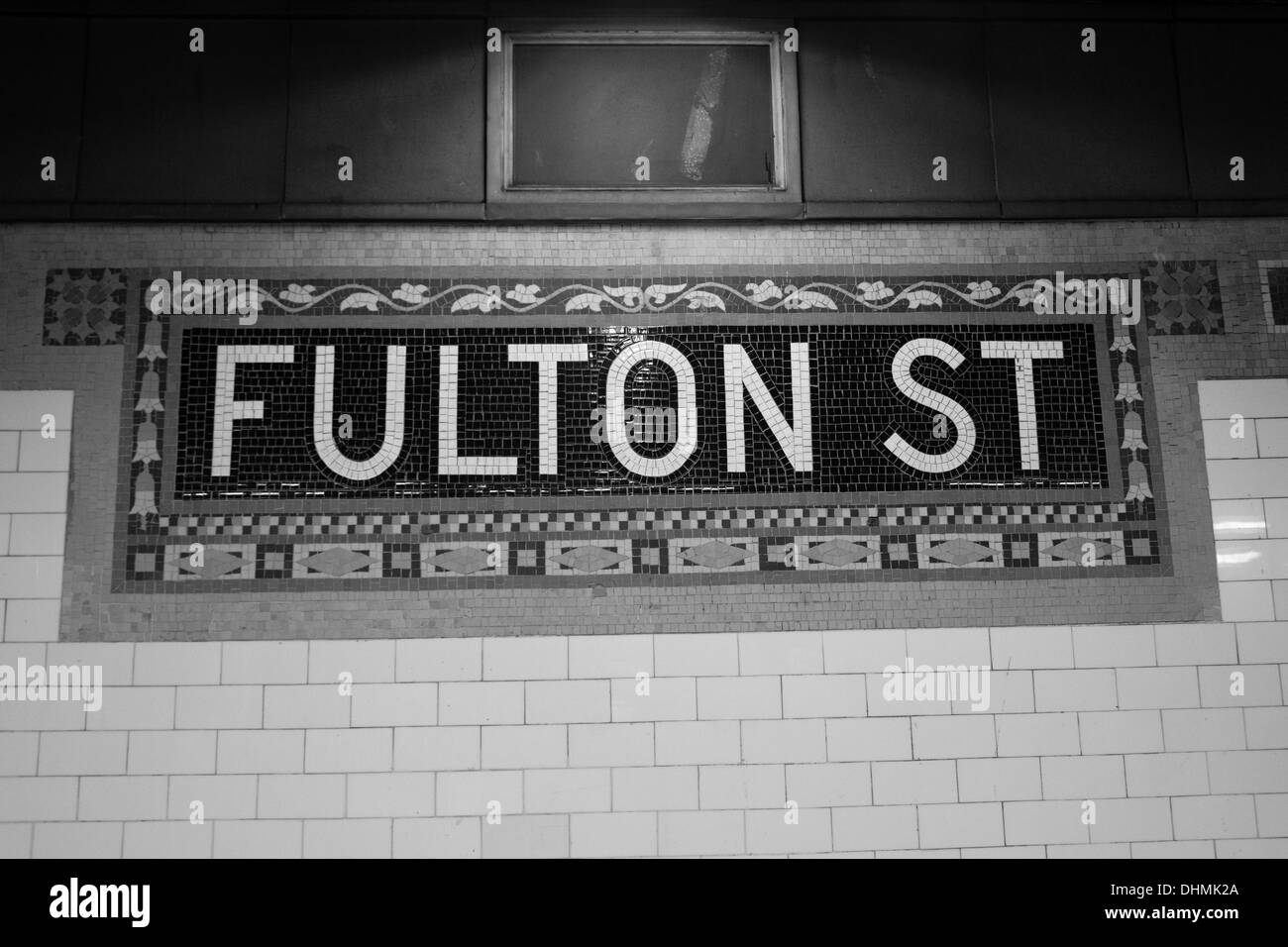 La station de métro Fulton Street, Manhattan, New York City, États-Unis d'Amérique. Banque D'Images