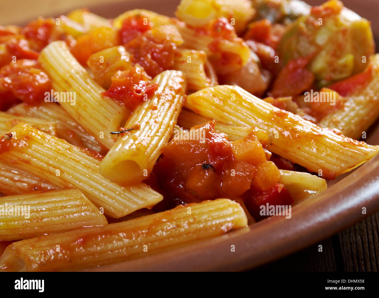 Pâtes penne rigate italien Banque D'Images