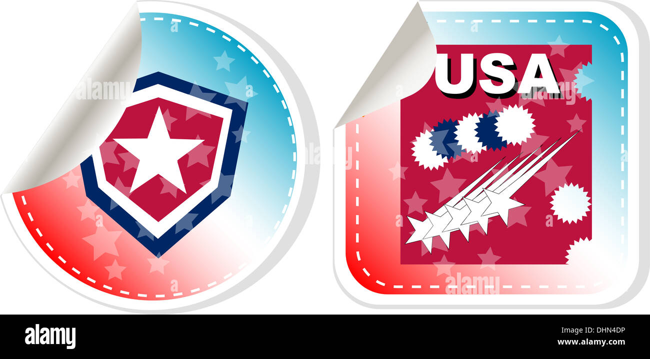 Jeu d'étiquettes autocollants Made in USA Banque D'Images