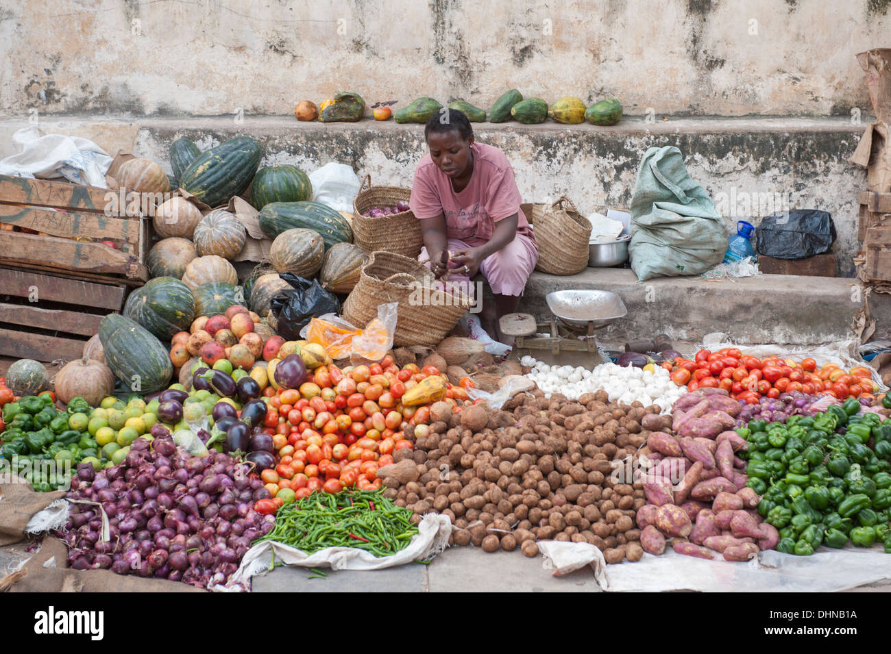 Le marché de la ville de Lamu, Kenya Banque D'Images