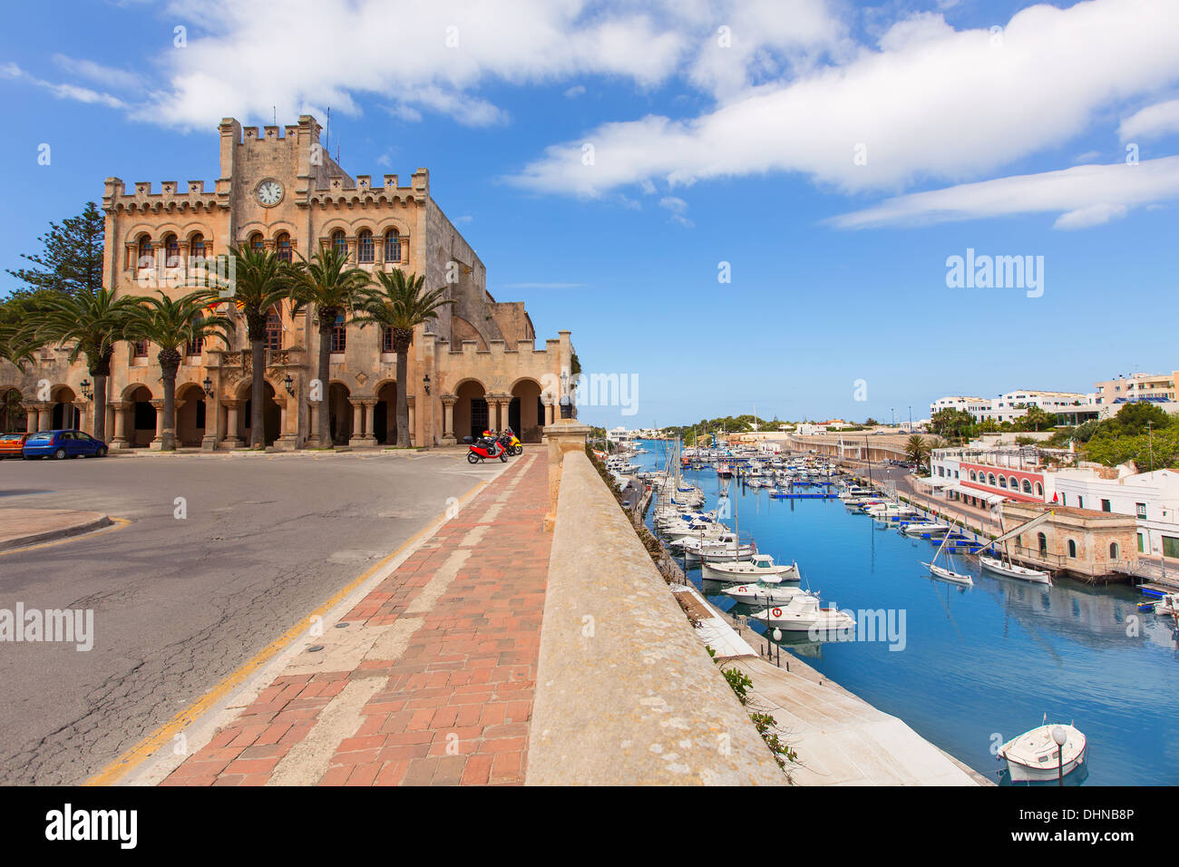 Ciutadella Menorca City Hôtel de ville et port de Ciudadela à Iles Baléares Banque D'Images