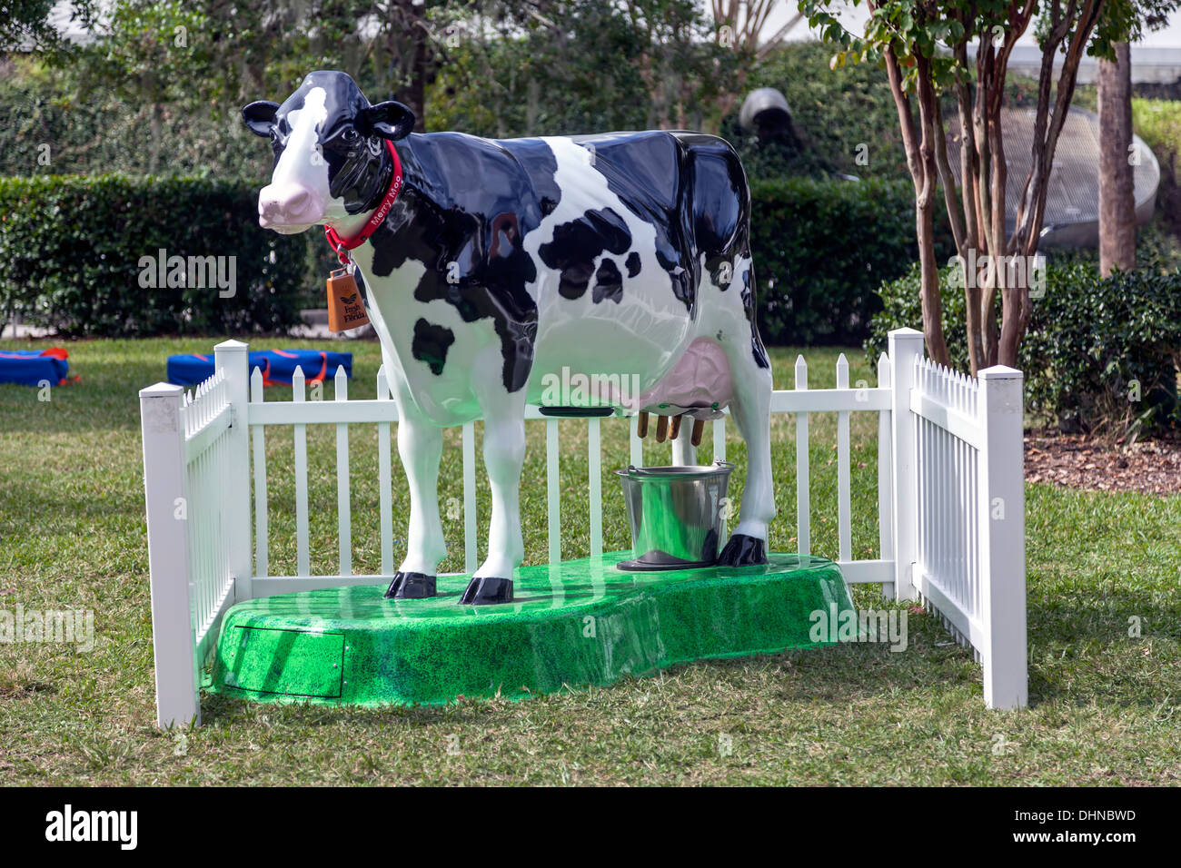Life-size lait de vache statue sur le campus de l'Université de Floride à Gainesville, en Floride. USA Banque D'Images