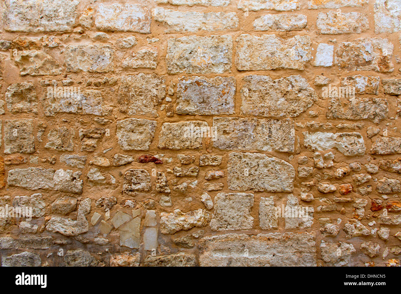 Château de Minorque stonewall mur de maçonnerie ashlar antique texture dans îles Baléares Banque D'Images