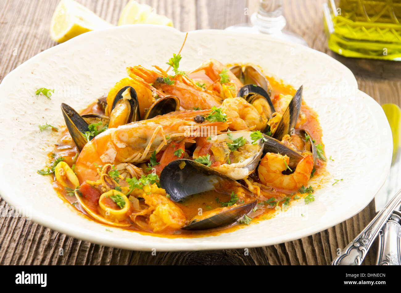 Soupe de fruits de mer italiens cioppino Banque D'Images