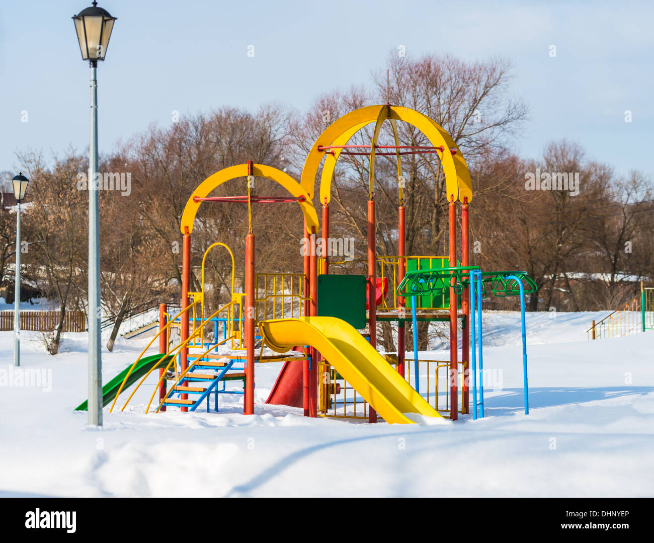 Aire de jeux en hiver Banque D'Images