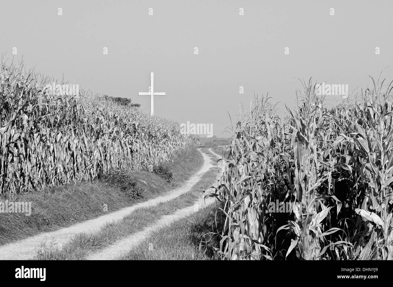 Croix de la paix Buehl Allemagne noir et blanc Banque D'Images