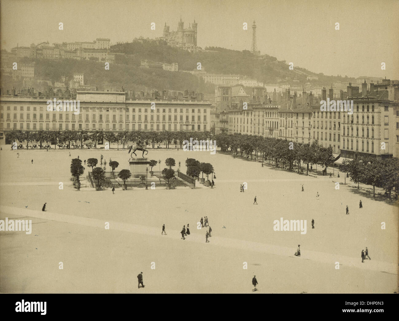 Photographie Ancienne, vers 1900, Place Bellecour à Lyon, France. Banque D'Images
