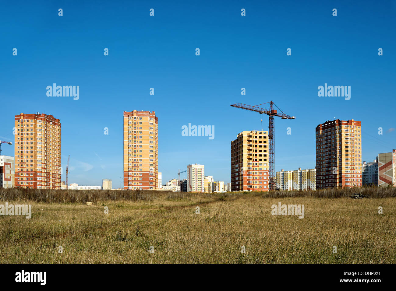 Lipetsk, architecture, construction, nouveau, ville, haute, sky, béton, Crane, le développement, l'équipement, de la chambre, grande, vacances, jour, Banque D'Images