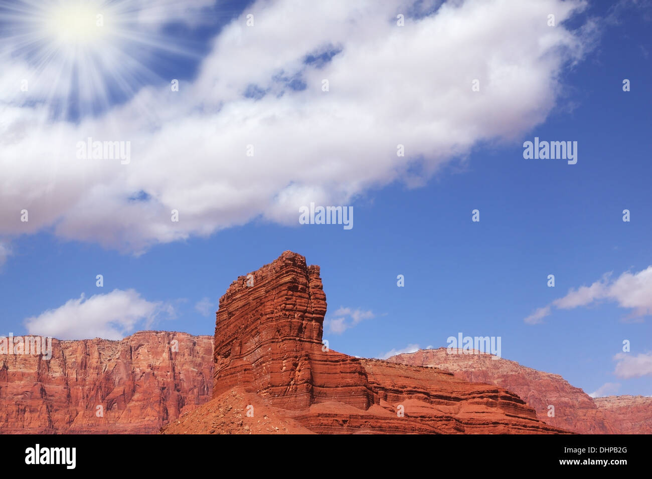 Sphinx double de grès rouge Banque D'Images