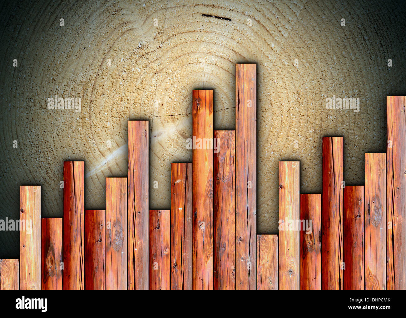 Finition de sol bois intéressant sur l'ancien montage surface abstraite Banque D'Images