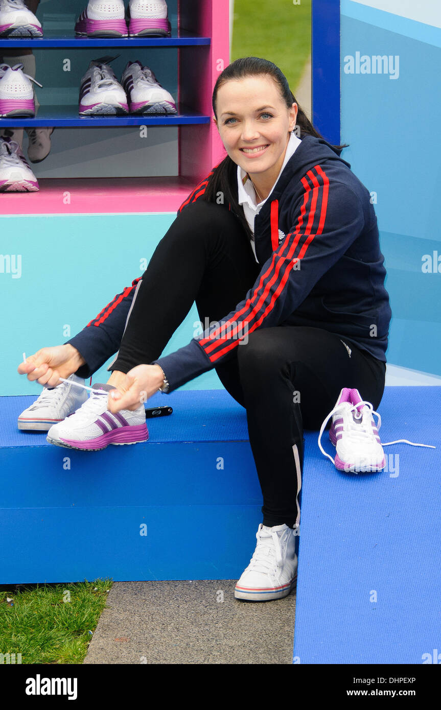 Victoria Pendleton le Samsung espère lancer au relais du champ du potier Londres, Angleterre - 14.05.12 Banque D'Images