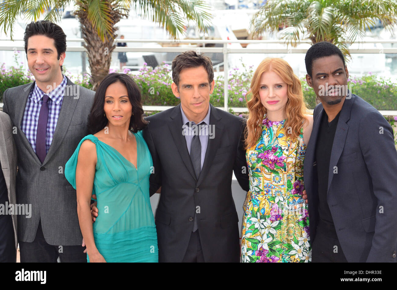 David Schwimmer, Jada Pinkett Smith, Ben Stiller, Jessica Chastain, Chris Rock 'Madagascar' 3 photocall - au cours de la 65e Festival de Cannes Cannes, France - 18.05.12 Banque D'Images