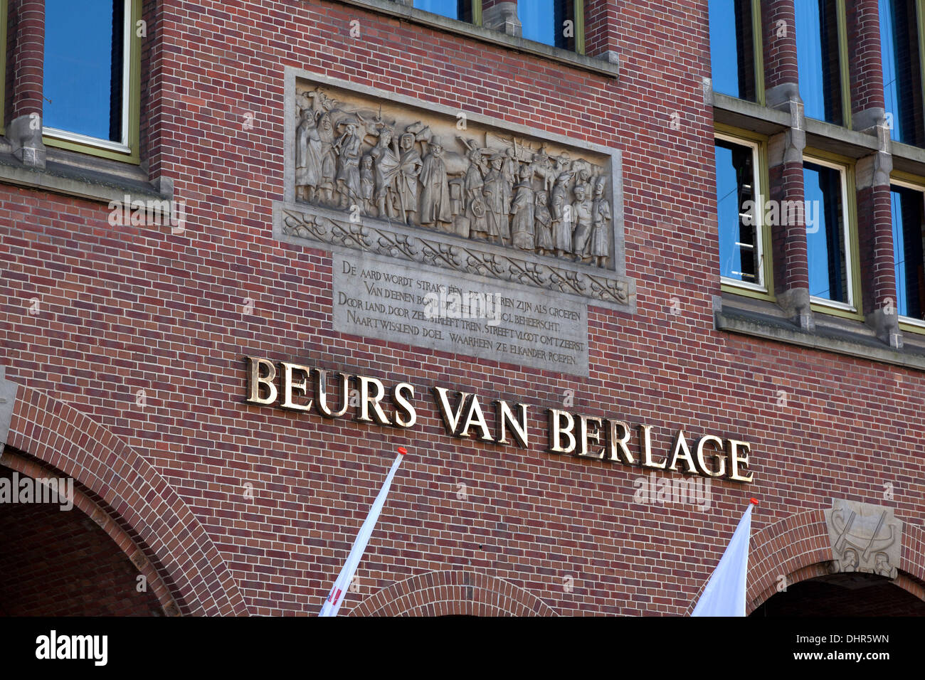 Façade de la Beurs van Berlage à Amsterdam, Pays-Bas Banque D'Images