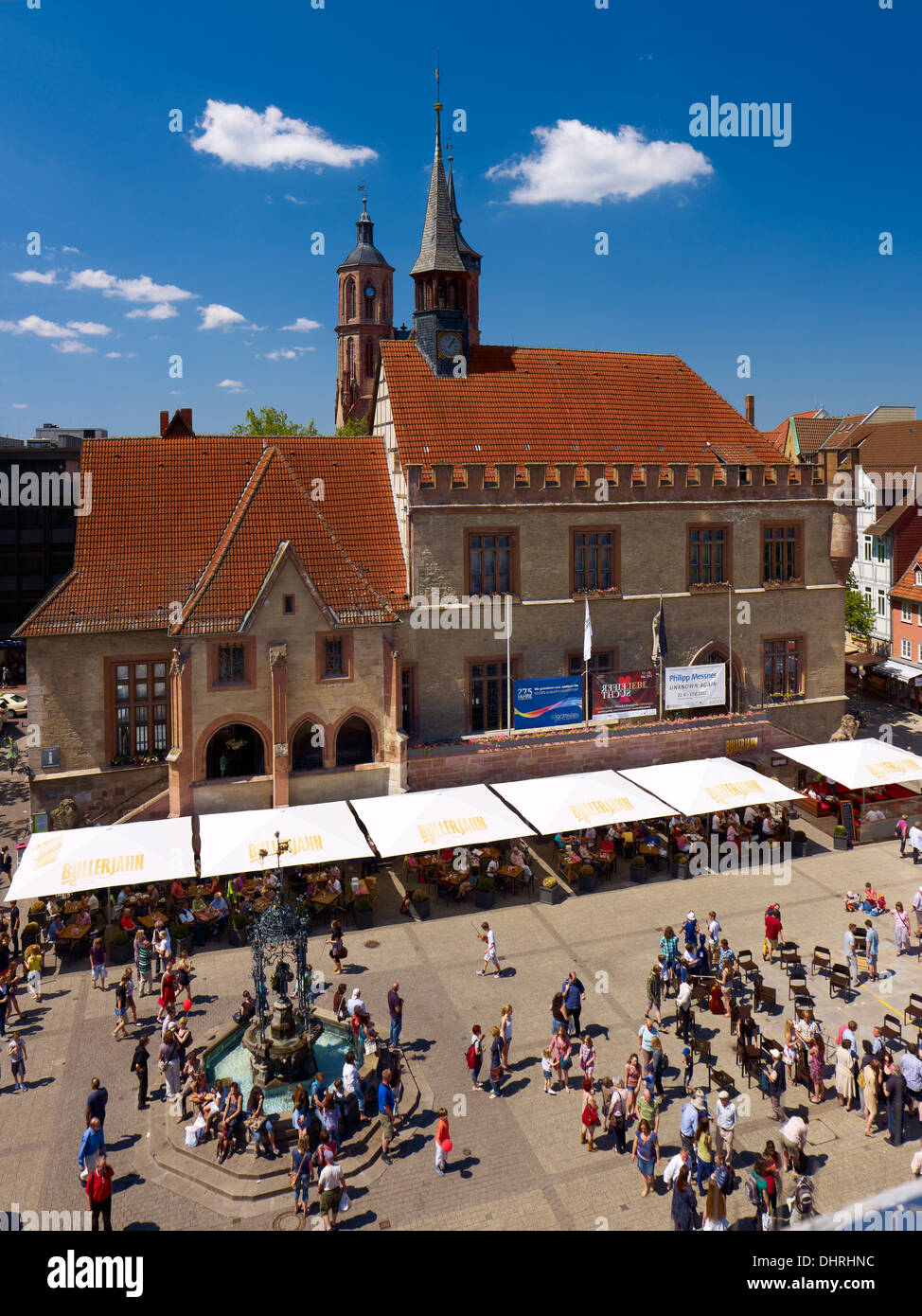 Place du marché et ancien hôtel de ville, Göttingen, Basse-Saxe, Allemagne Banque D'Images