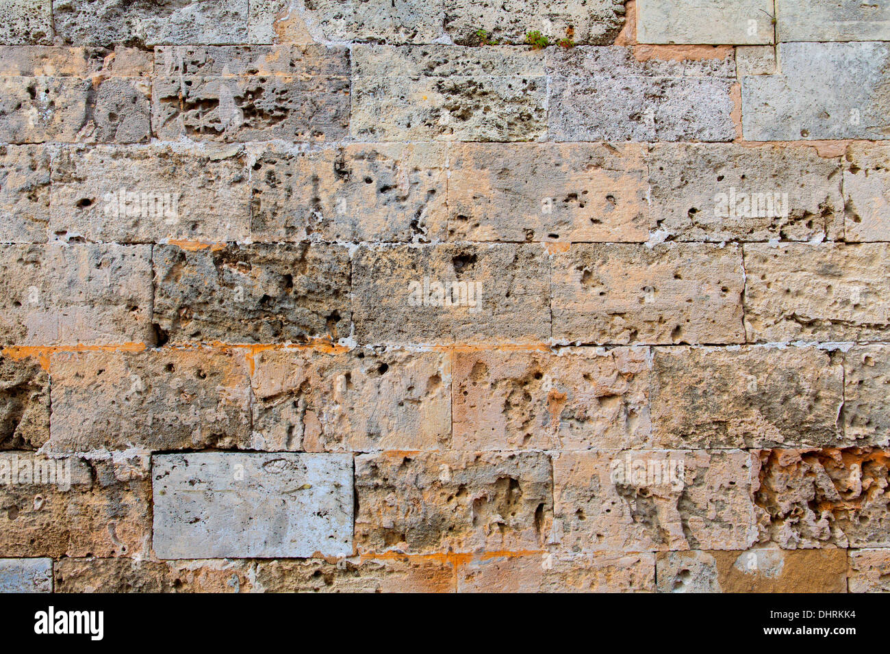 Château de Minorque stonewall mur de maçonnerie ashlar antique texture dans îles Baléares Banque D'Images