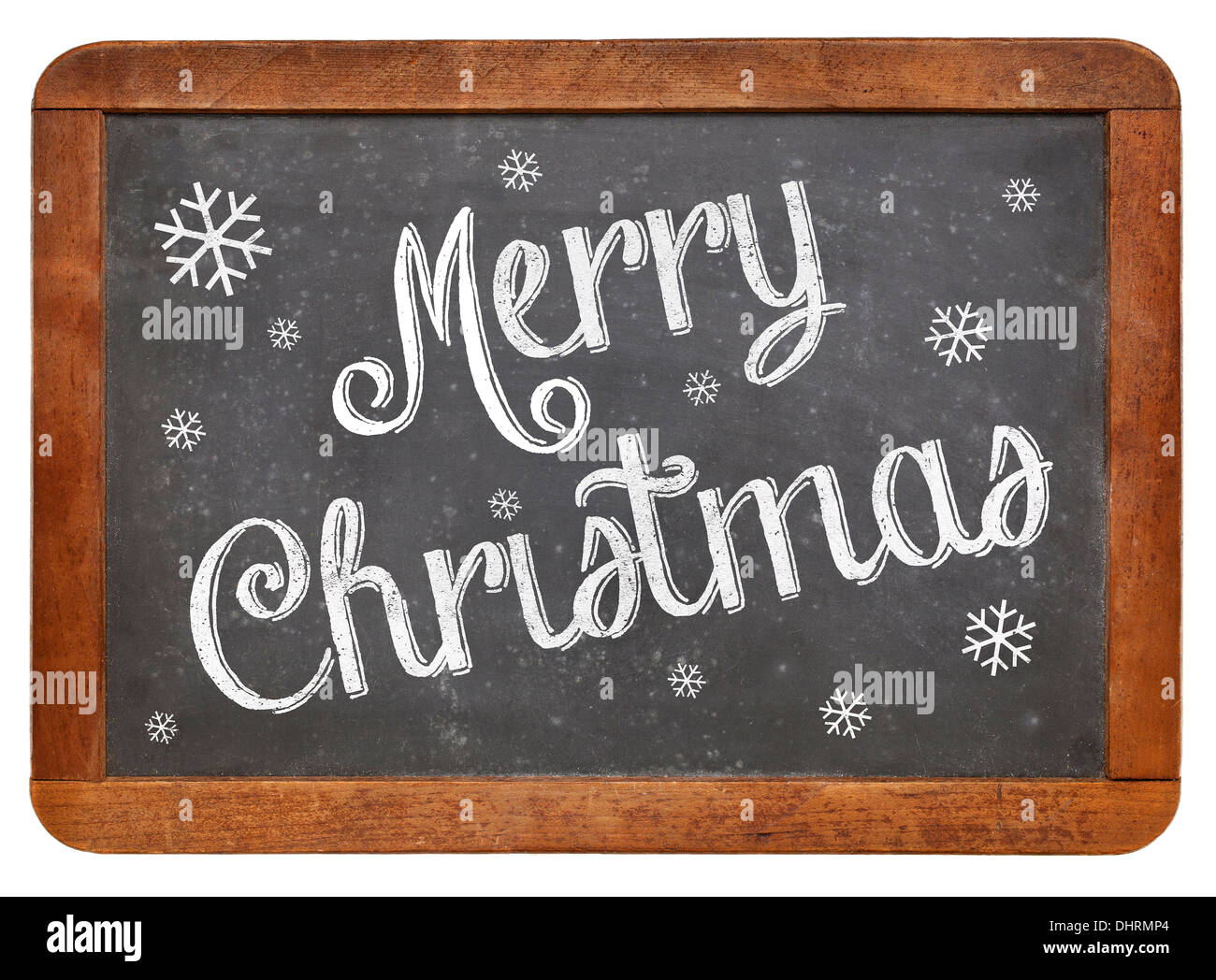 Joyeux Noël - craie blanche du texte sur un tableau noir ardoise vintage Banque D'Images