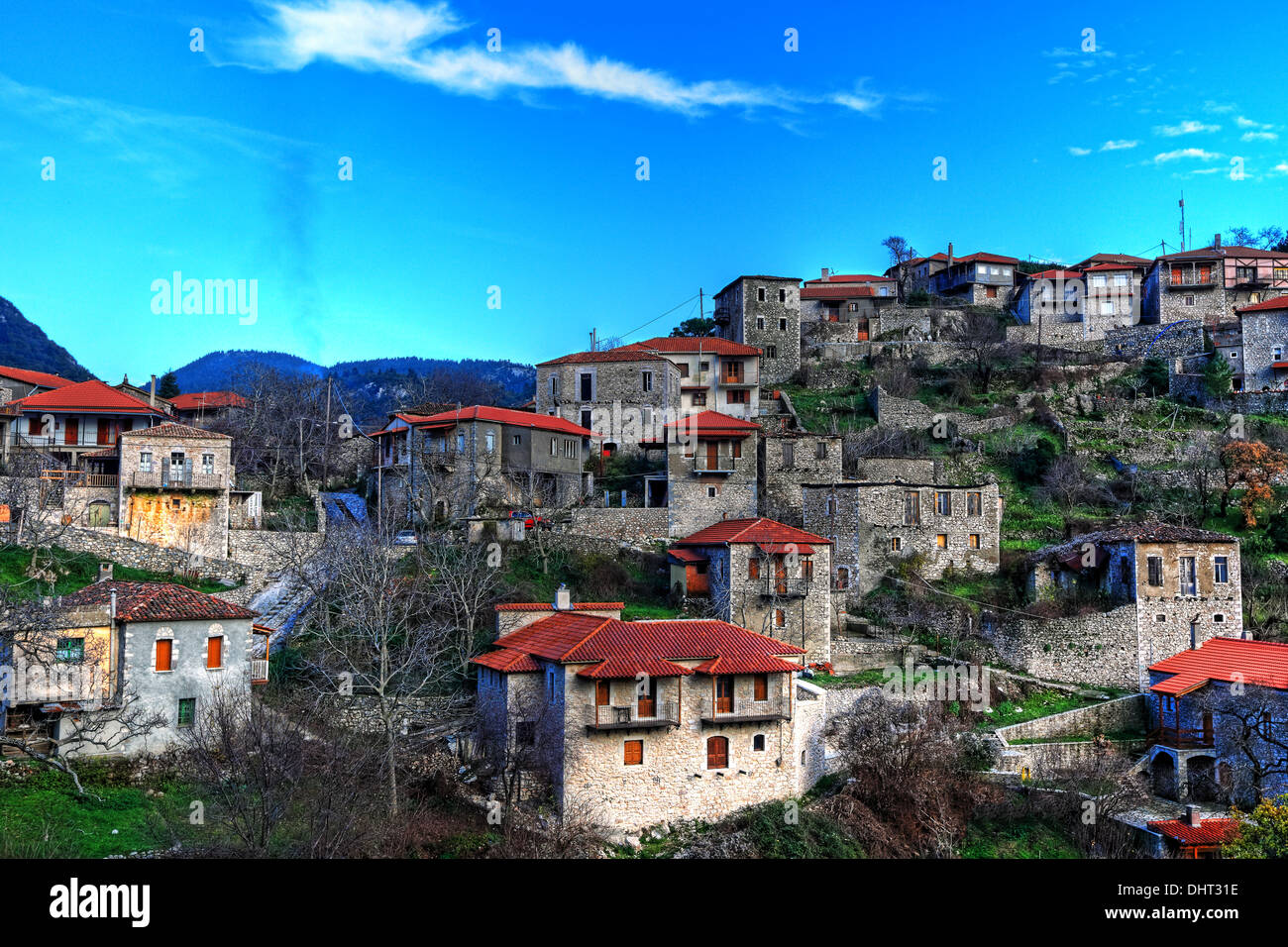 Stemnitsa est un village de montagne en Arcadie, Péloponnèse, Grèce. Banque D'Images