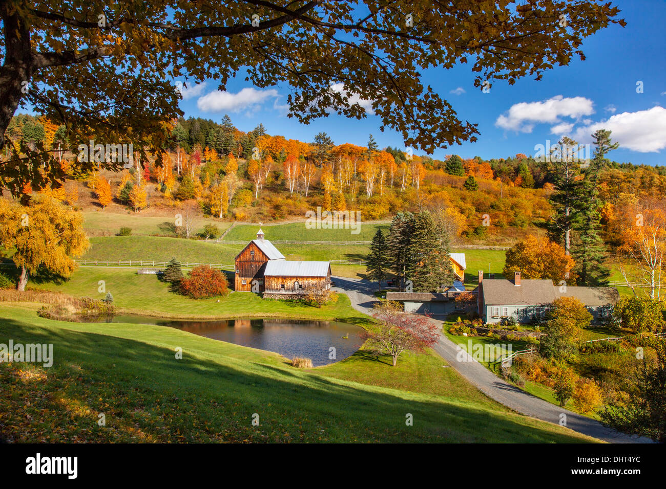 Vue d'automne sur Sleepy Hollow Farm, près de Woodstock, Vermont, Etats-Unis Banque D'Images